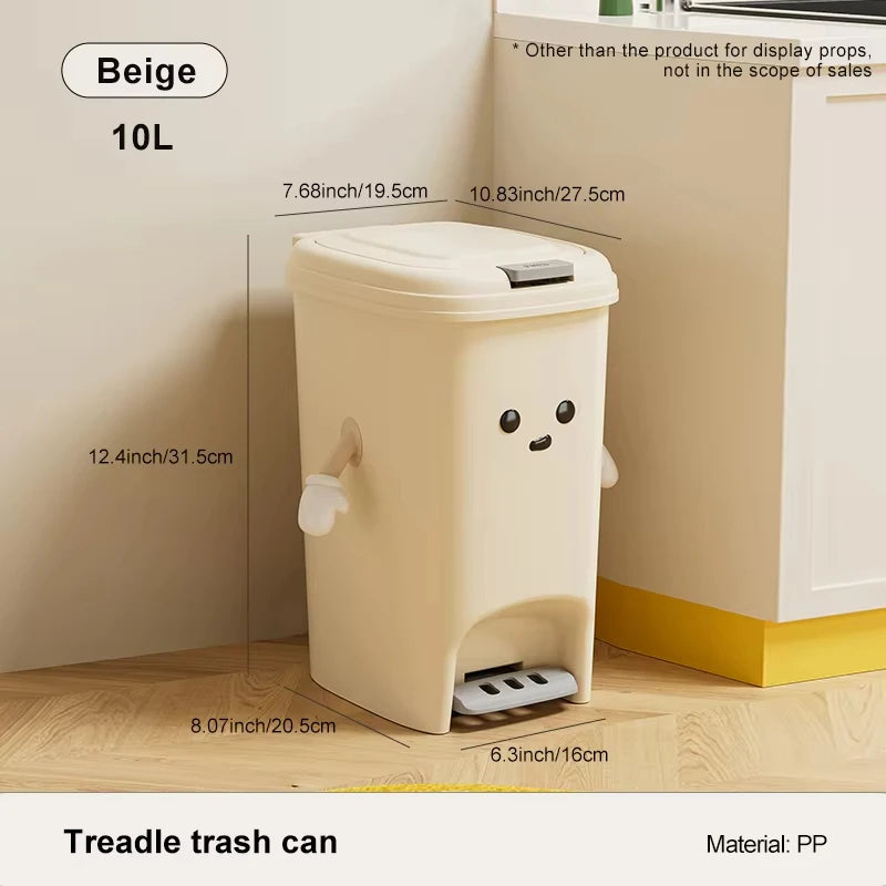 Uforu Large-Capacity Bin, Pedal Bin, DIY Creative Bin for Kitchen, Dormitory and Bathroom, Adorable Design Oasis Select 10L