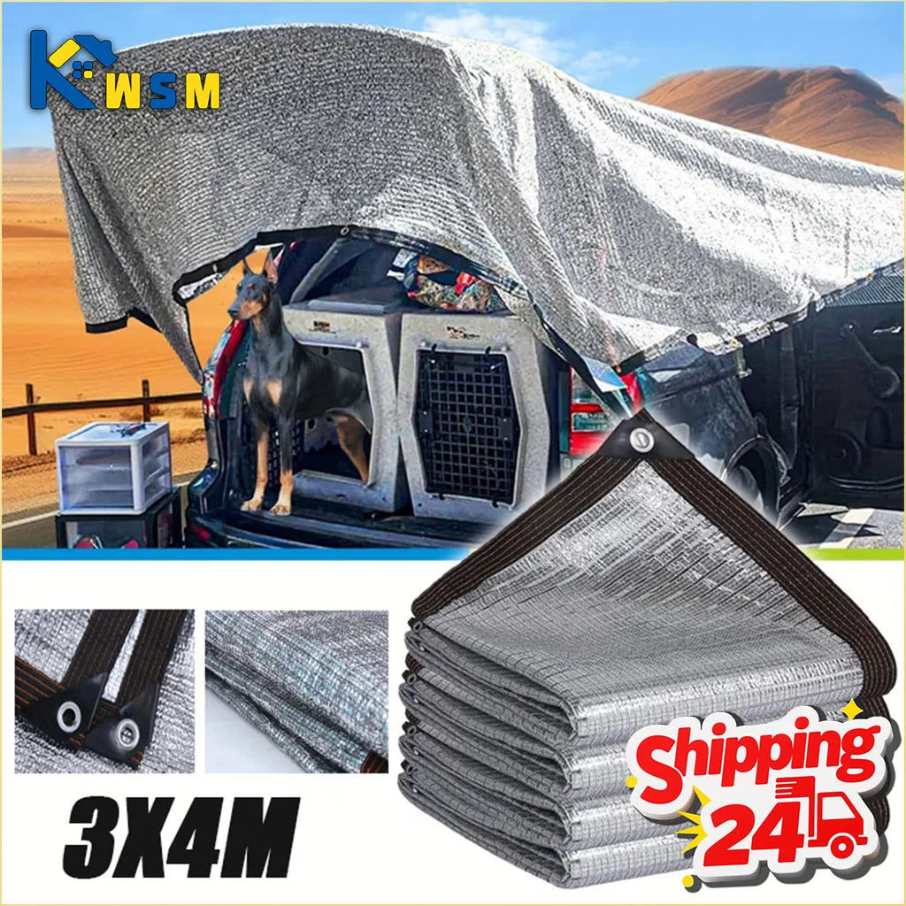 Thickened Aluminum Foil Sun Shade Net with Reinforced Edges and Grommet Heat Resistant for Carport Sunroom Outdoor UV Protection Oasis Select