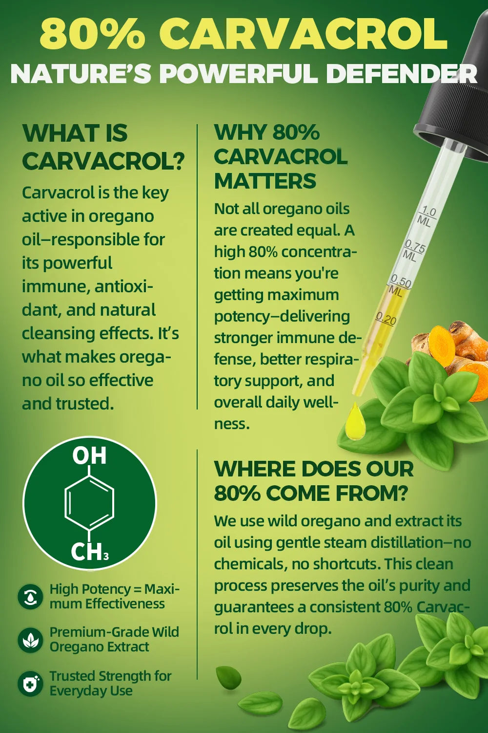 Lukaree 4 in 1 Oregano Oil Drop with Turmeric Oil &Vitamin E,80% Carvacrol,Immune,Respiratory,Digestive Vegan,Sugar-Free Non-GMO Oasis Select