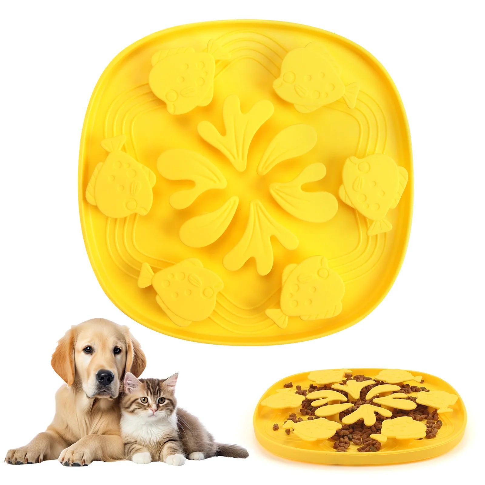 Pet Supplies: Dog Cage, Licking Pad, Card Cage, Slow Food Tray, Relaxing Slow Food Tray, Silicone Licking for Cats and Dogs Oasis Select 23012A yellow