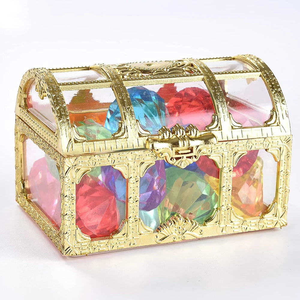 Retro Treasure Chest Mini Storage Box, Transparent Pirate Candy Jewelry Display Box, Suitable For Weddings, Parties, Birthday Oasis Select