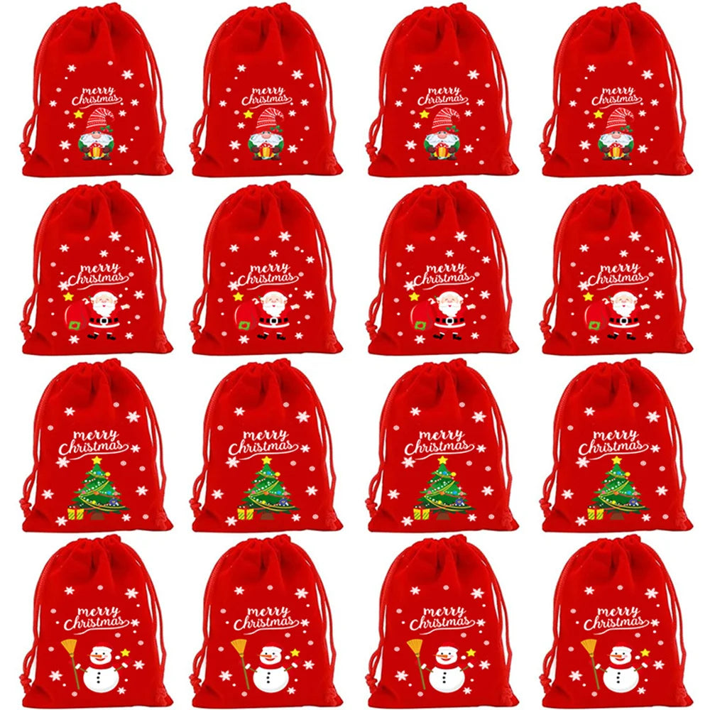 Christmas Velvet Drawstring Gift Bags | Candy & Jewelry Pouches