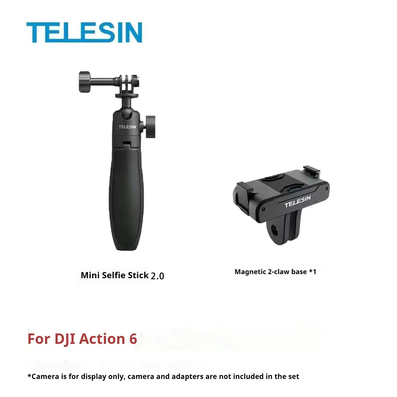 TELESIN Mini Selfie Stick Tripod for DJI Action 6/5 Pro/4/3