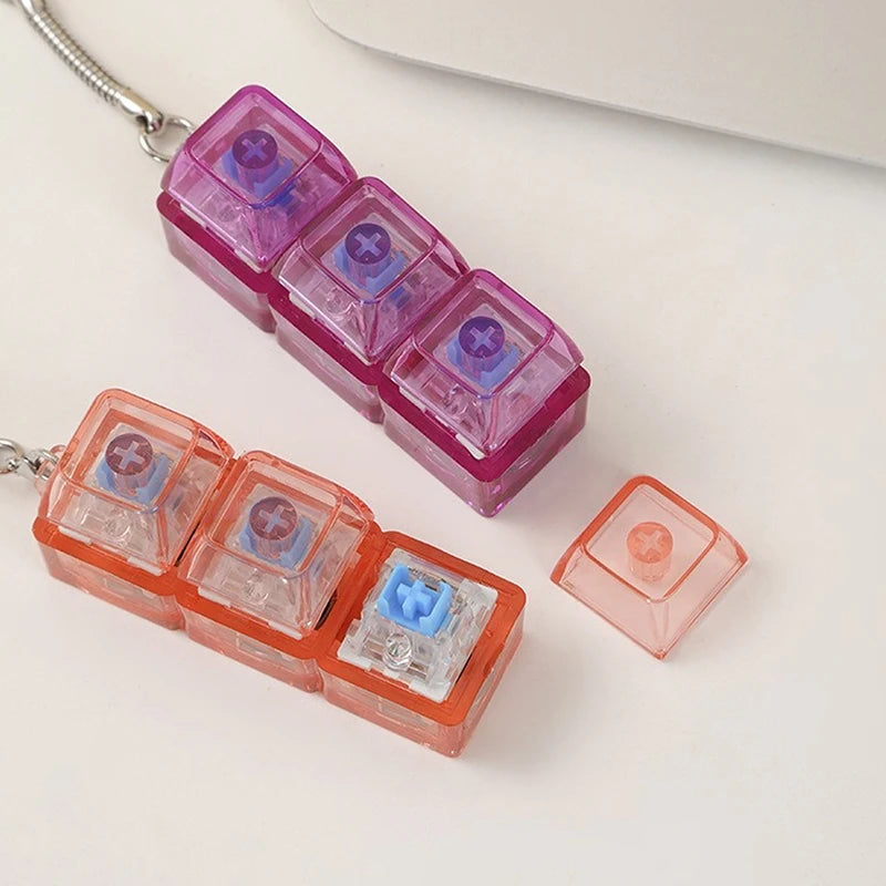 3Keys LED Finger Keyboard Keycap Stress Relief Fidget Keychain Mechanical Keyboard Tester Decompression Toy For Adults Children Oasis Select