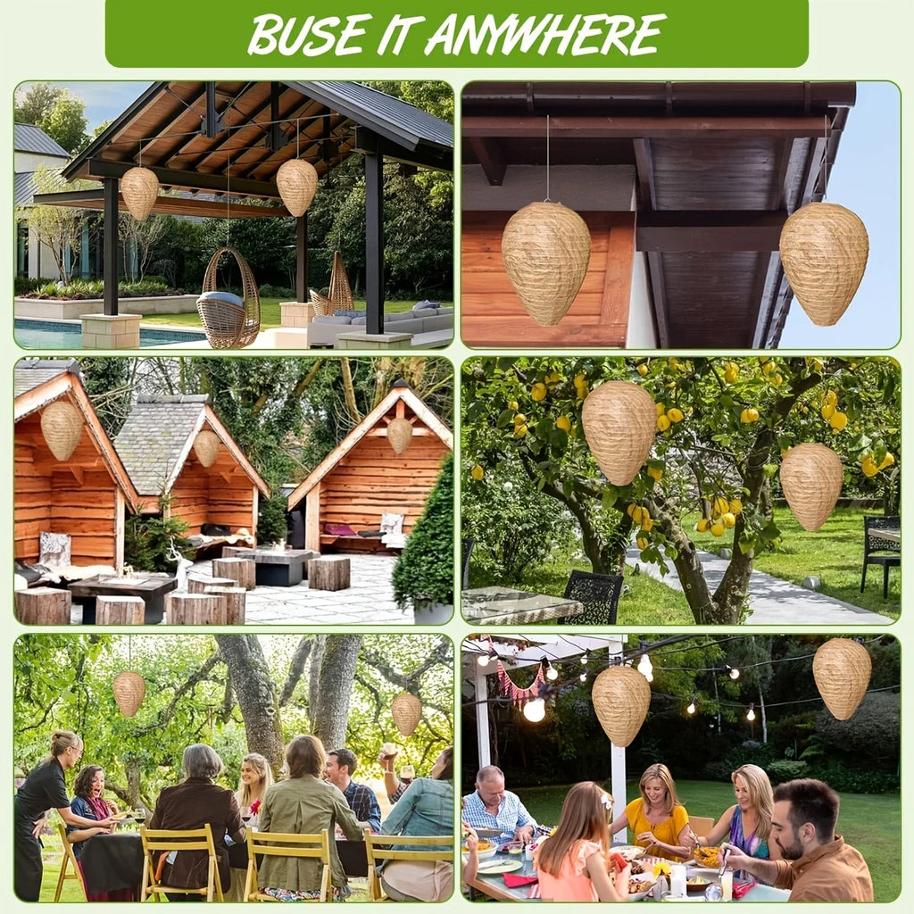 3Pcs Wasp Nest Decoy Outdoor Hanging Faux Hornets Paper Lantern Insect Deterrents Non-Toxic Fake Nest for Garden Patio Outdoor Oasis Select