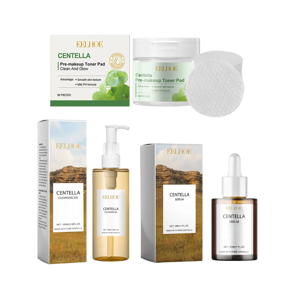 Eelhoe Centella Skincare Set – Toner Pads, Cleansing Oil & Serum Skincare Set Oasis Select