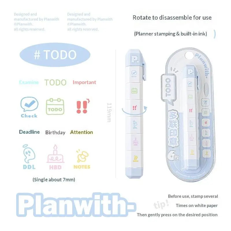 Cute INS Kawaii Multilink Mood Stamp Waterproof Decorative Stamp for Journal Scrapbooking Art Craft Supplies Oasis Select A12