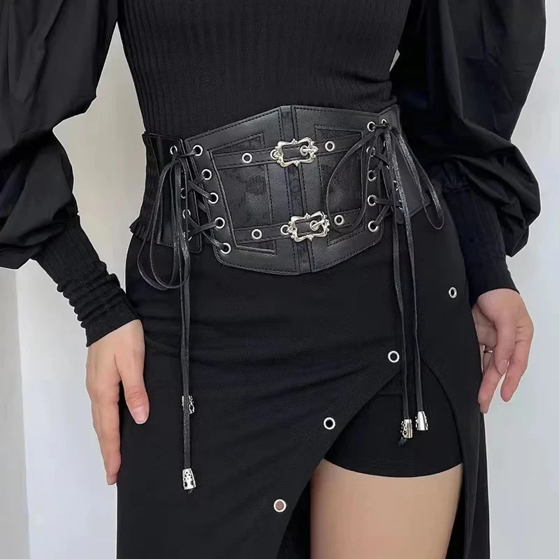 Women's Gothic Lace Corset Belt – Retro Punk Elastic Waistband