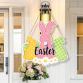 12x12 inch/30x30 cm Easter Wooden Hanging Door Sign Rabbit Egg Decorative Plaque for Easter Front Door Decor Oasis Select JKL-20