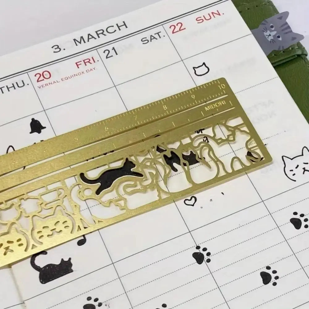 1pc Cute Cat Pattern Double-Sided Bookmark Ruler Precise Stationery for Diary Planning Book Note Taking-Creative Stationery Tool Oasis Select