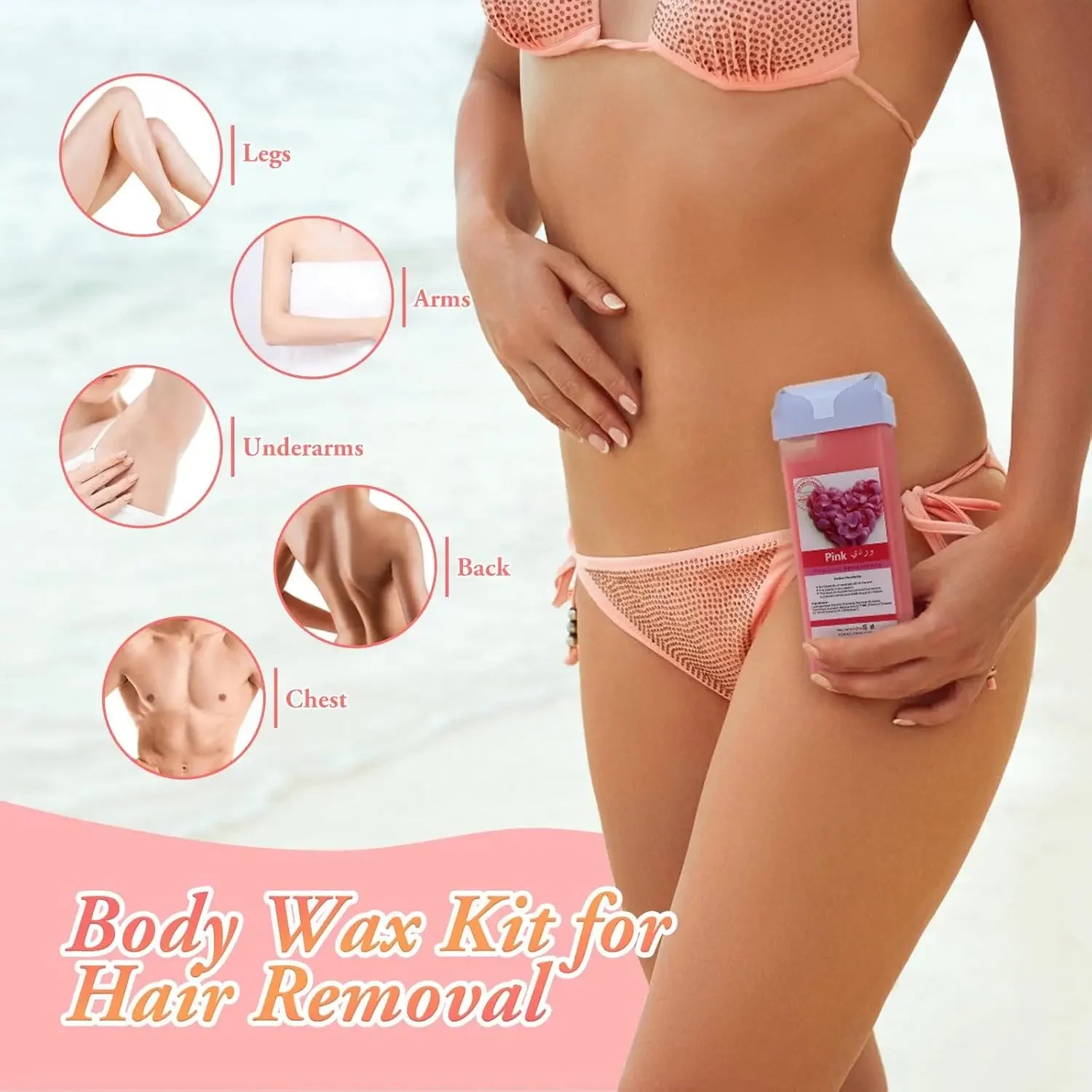 Rose Roll on Depilatory Wax Cream Hair Removal Roller Wax Heater Waxing Hot Cartridge Warmer Equipment Tool Waxing Kit Unisex Oasis Select