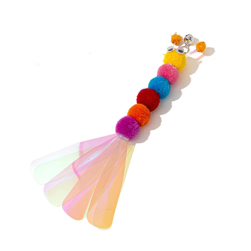 Three-section Telescopic Fishing Pole Wand Cat Teaser Wands Kitten Funny Catcher Teaser Stick Rod Interactive Stick Teaser Toys Oasis Select