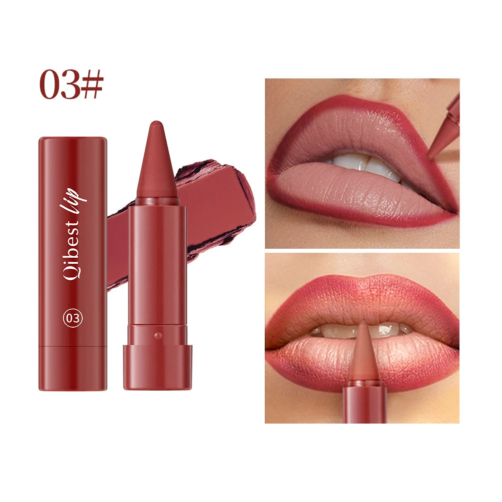 QIBEST Matte Lip Liner & Tint – Waterproof Nude Brown Contour