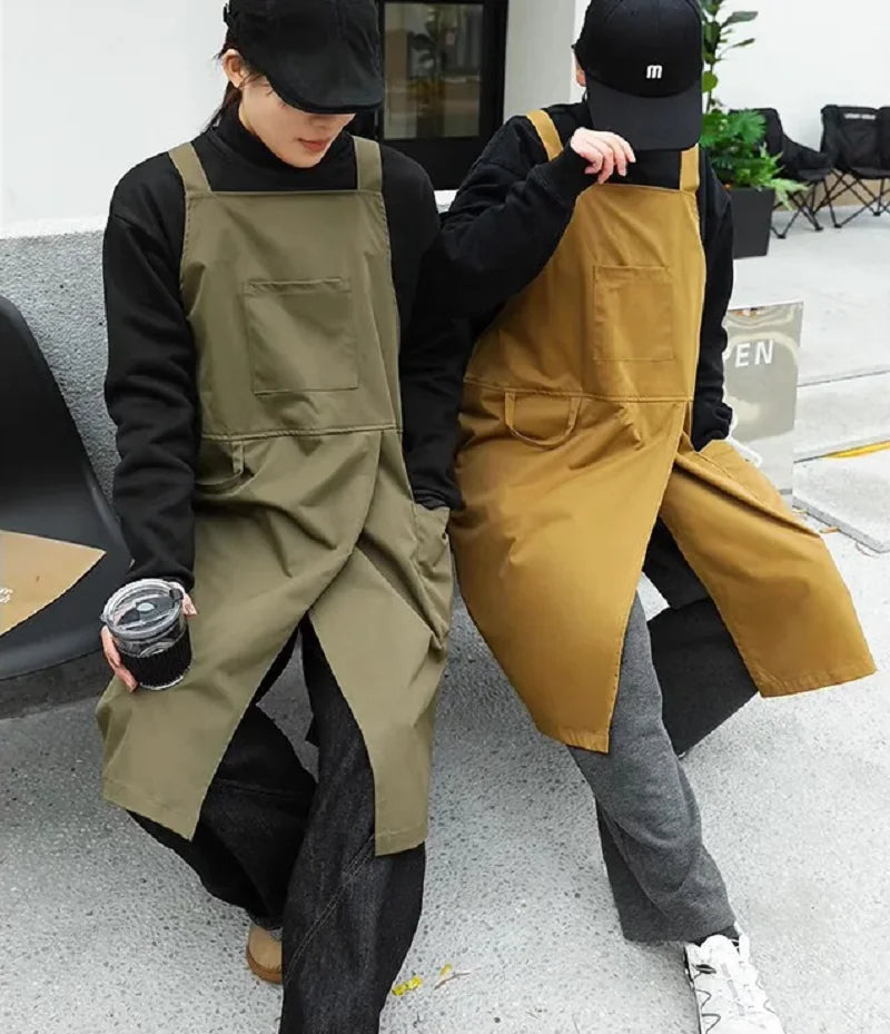 Oil-proof Waiter Work Apron with Pocket for Cafe Salon Nails Shop Anti-dirty Cross-back Women's Kitchen Apron for Cooking Baking Oasis Select