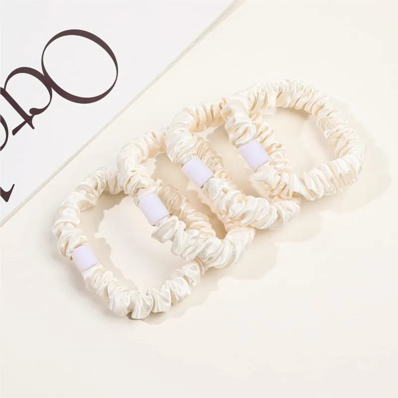 5pcs Small Satin Silk Scrunchies Bulk for Women Thin Hair Tie Mini Scrunchy Bands Skinny Ponytail Holders Pony Tails Wrist Decor Oasis Select