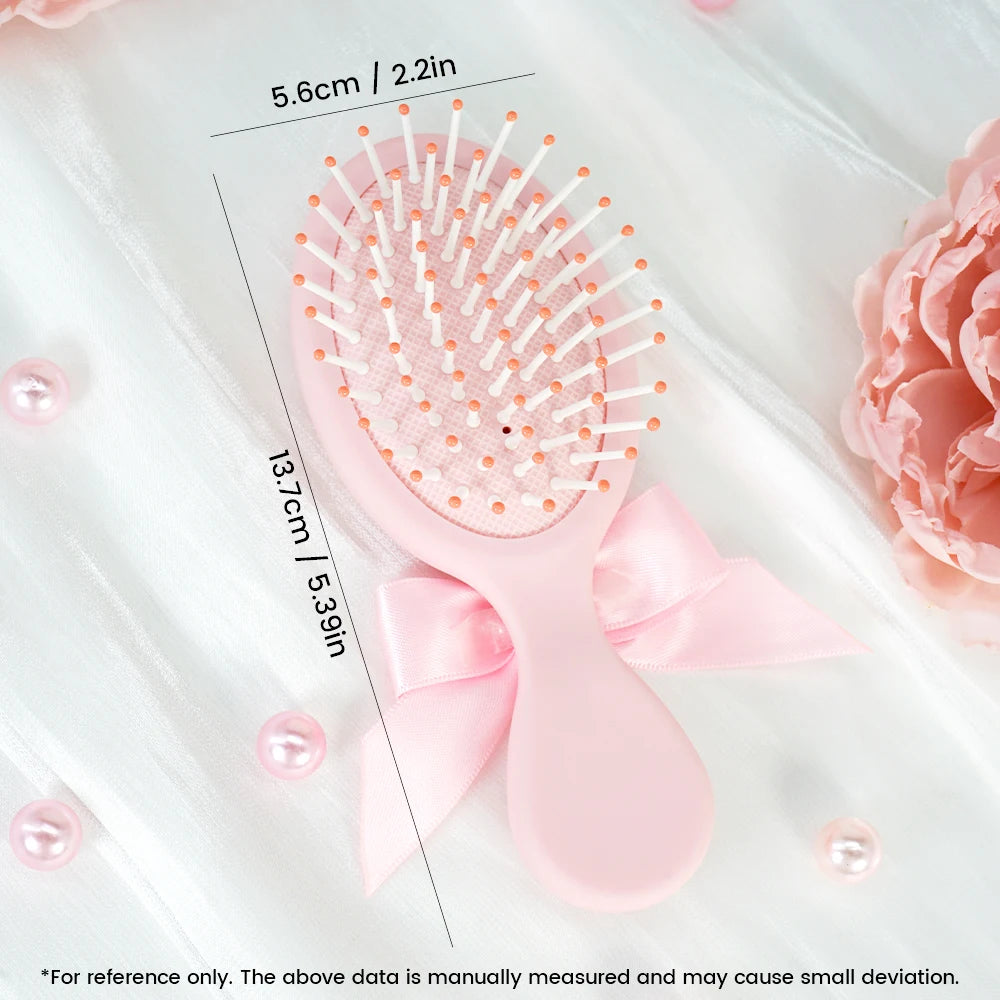 Coquette Style Pink Paddle Hair Brush - Bow & Butterfly Print, Portable Size for Gifting & On-the-Go Styling Oasis Select