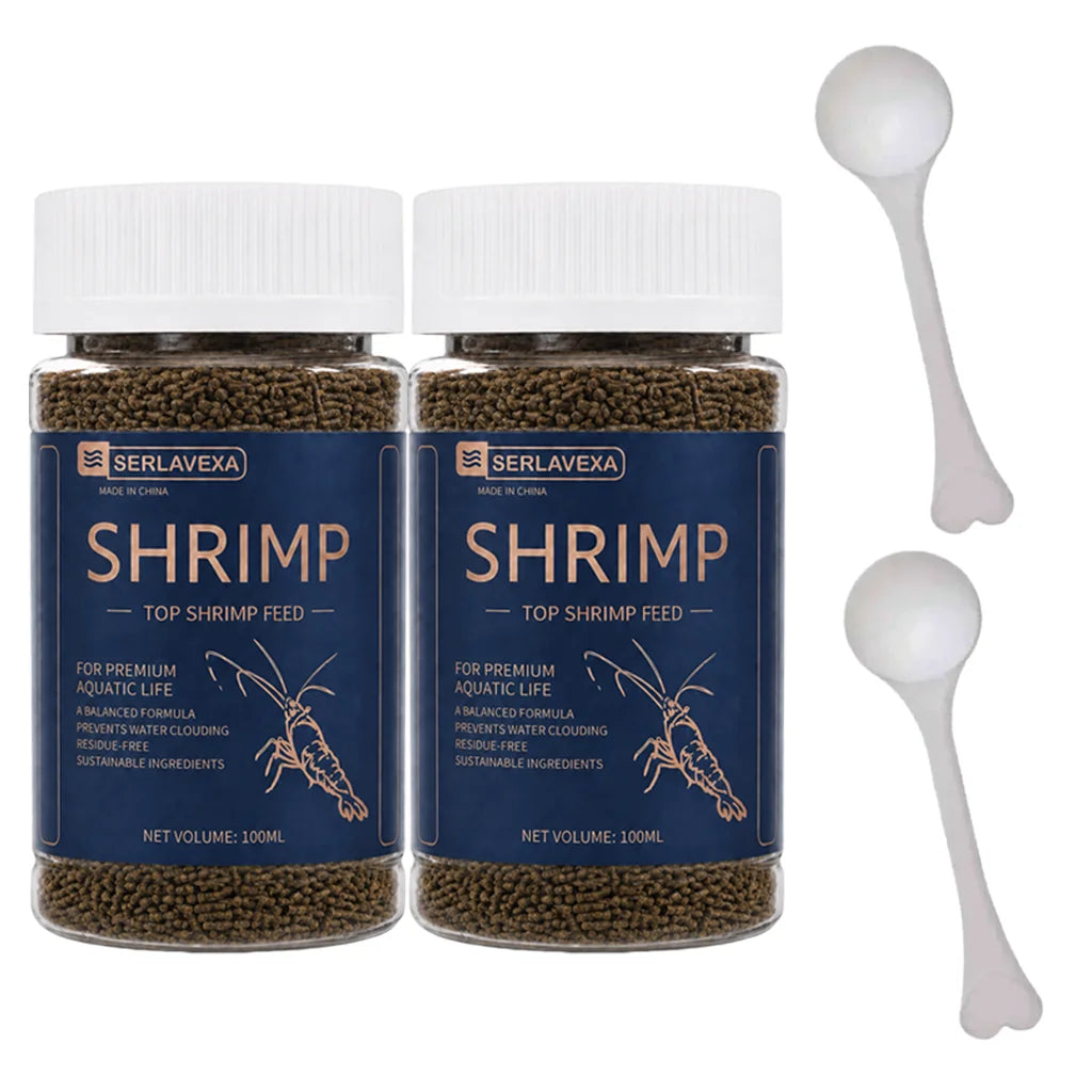 Aquarium Shrimp Feed High Calcium Nutritious Food For Black Shell Shrimp Small Pet Shrimp Daily Diet With Feeding Spoon Oasis Select 2PCS