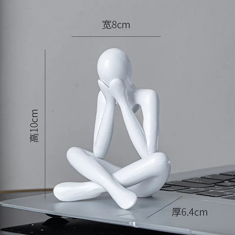Abstract Figure Thinkers Plastic Crafts Cute Little Ornaments Room Decorations Oasis Select D white