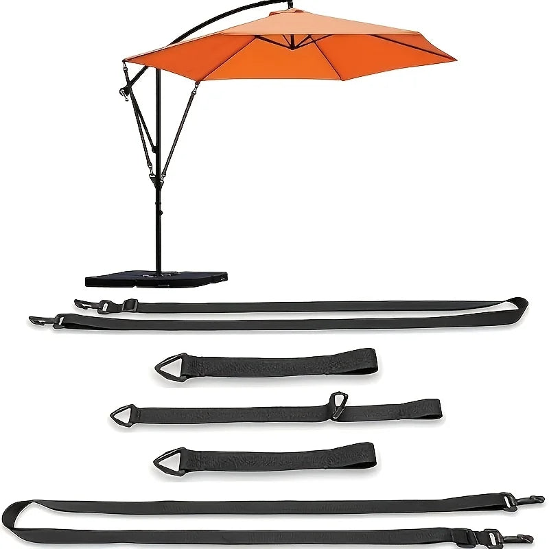 1-set Large Outdoor Umbrella Fixing Straps,Windproof Fastening Belts, Adjustable Black Cantilever Parasol Wind Locks,for Garden Oasis Select