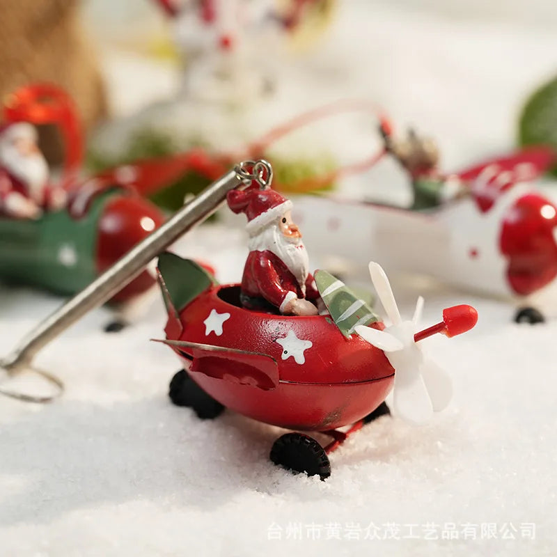 Christmas Ironwork Airplane Pendants Home Iron Handicrafts Snowmen Reindeer Christmas Tree Pendants Oasis Select