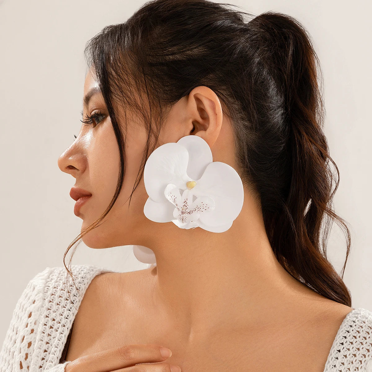 IngeSight.Z Classic Pink Butterfly Orchid Pendant Earrings Exaggerated Large Flower Earrings for Women 2024 Ear Jewelry Gift Oasis Select