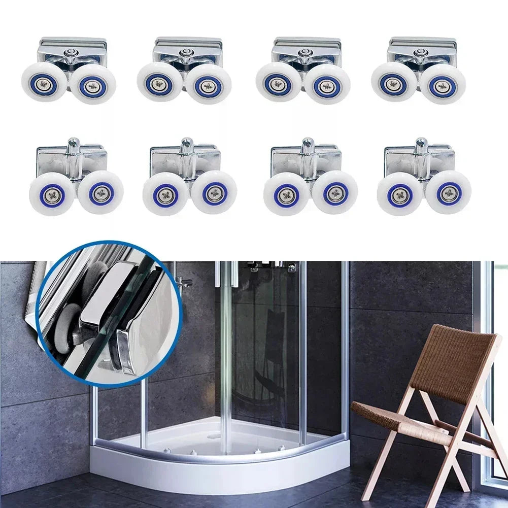 ABS Door Hardware Sliding Door Pulleys Silent Sliding Mechanism Smooth Operation Versatile Compatibility Chrome Oasis Select