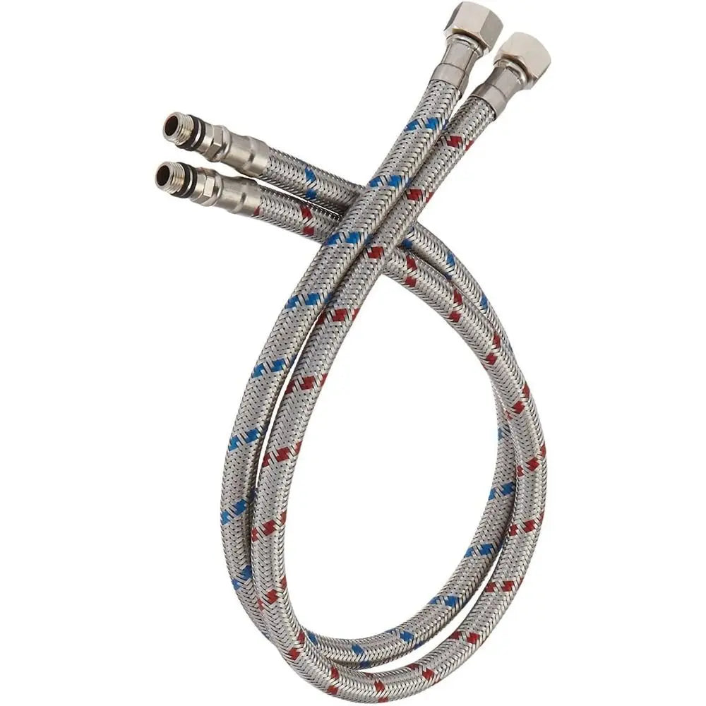 1Pair Single Head Cold and Hot Water Inlet Pipe Basin Sink Water Tube Replacement Stainless Steel Woven Kitchen Plumbing Hoses Oasis Select 100cm