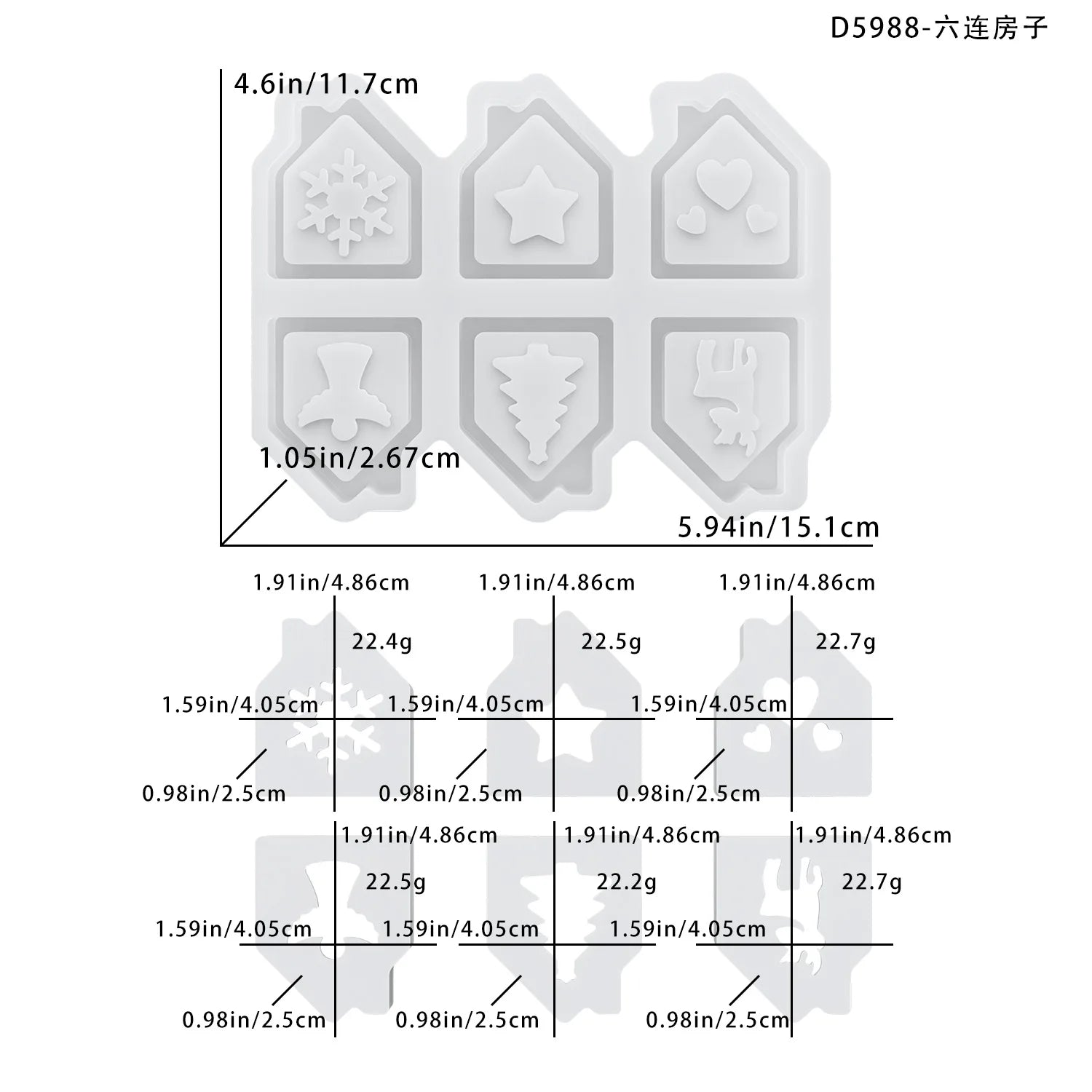6-Cavity Mold High Quality Diy Craft Kit Silicone Mold Temperature Resistant Candle Holder Mold For Candle Making Home Christmas Oasis Select White