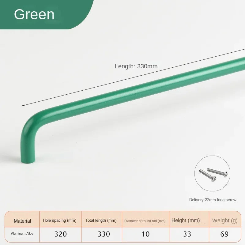 Colorful Kitchen Cabinet Handles 128mm Knobs and Handles for Drawer Cupboard Children's Room Closet Pull Furniture Handle Oasis Select Green 320mm 1pc