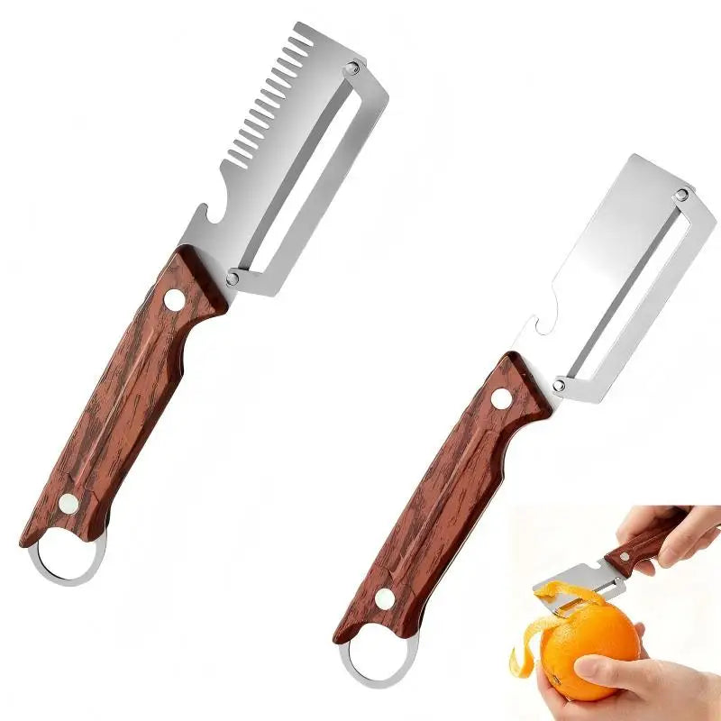 SU Premium Multi-Functional Vegetable Peeler For Kitchen, Heavy Duty Stainless Steel Potato Peeler With Ergonomic Wooden Handle Oasis Select