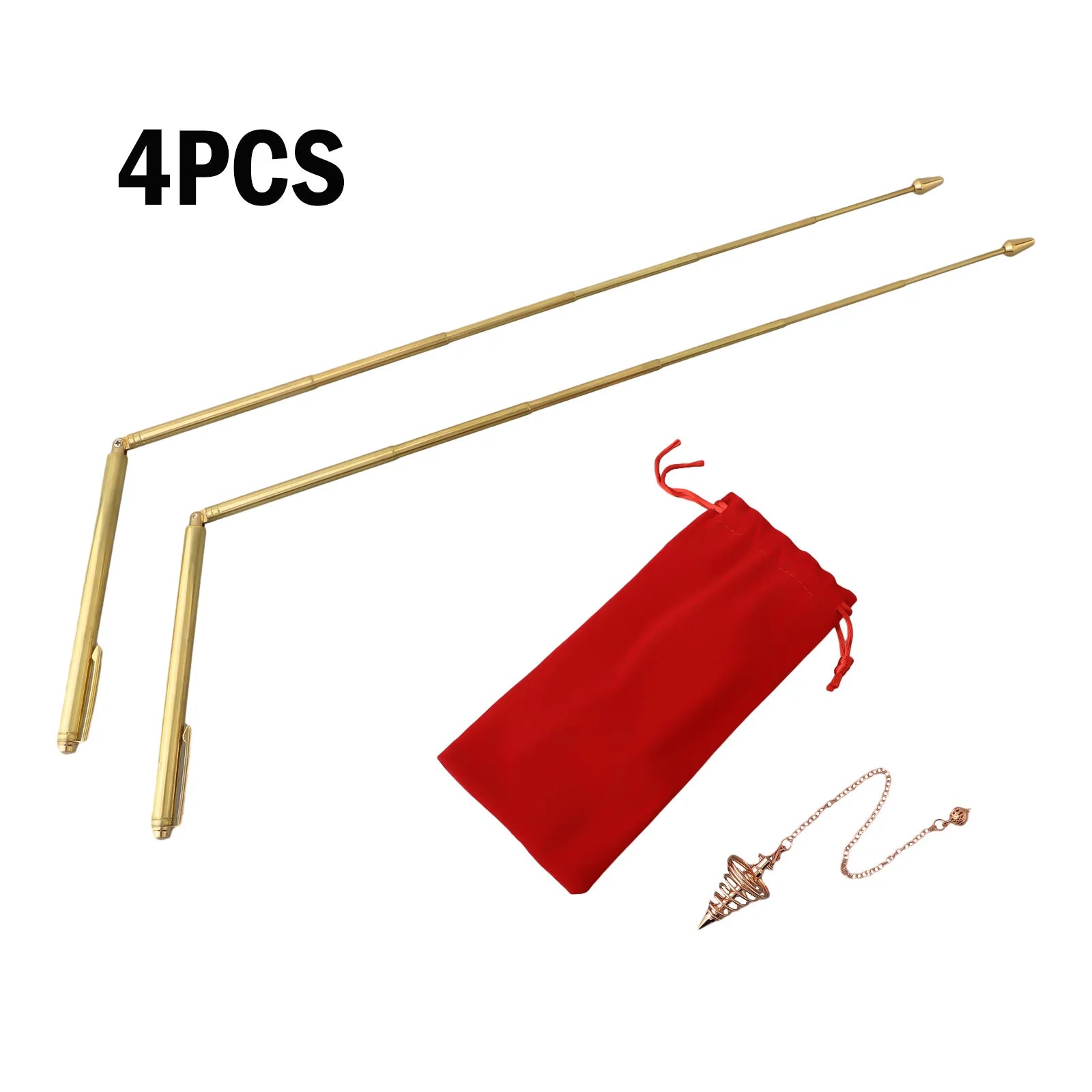 3/4pcs 99.9% Copper Detector Rod Metal Detector Rod With Pendulum Pendant For Treasure Hunting Divination Tools Oasis Select 4PCS