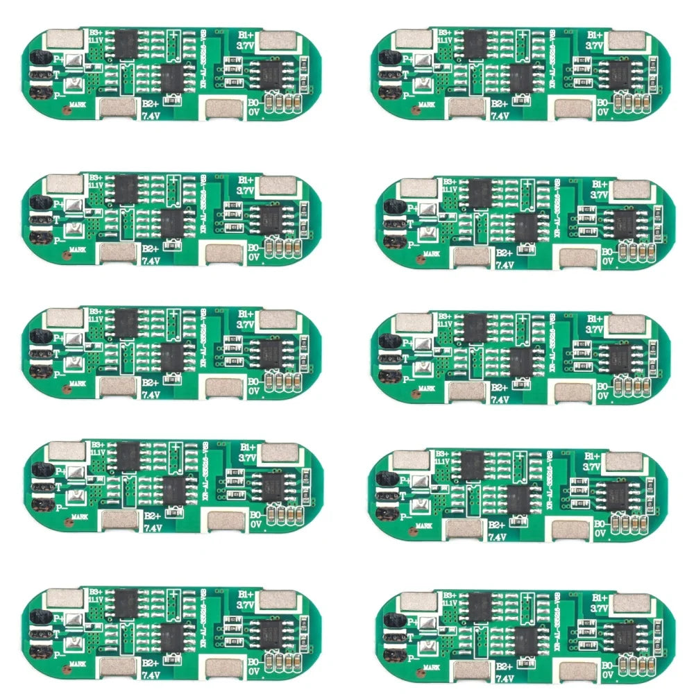 BMS 3S 5A 11.1V 12.6V 18650 Li-ion Lithium Battery Protection Board with the Same Port For Power Bank/Electric Oasis Select 10pcs