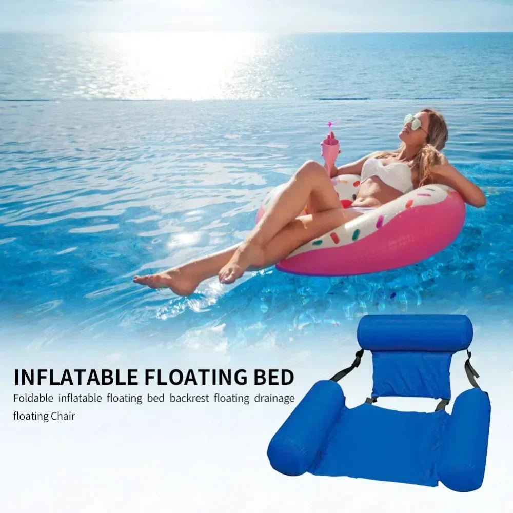 Inflatable Water Hammock Foldable Pool Float Lounger Mesh Air Mattress Recliner Bed for Adult Summer Swimming Beach Pool Party Oasis Select