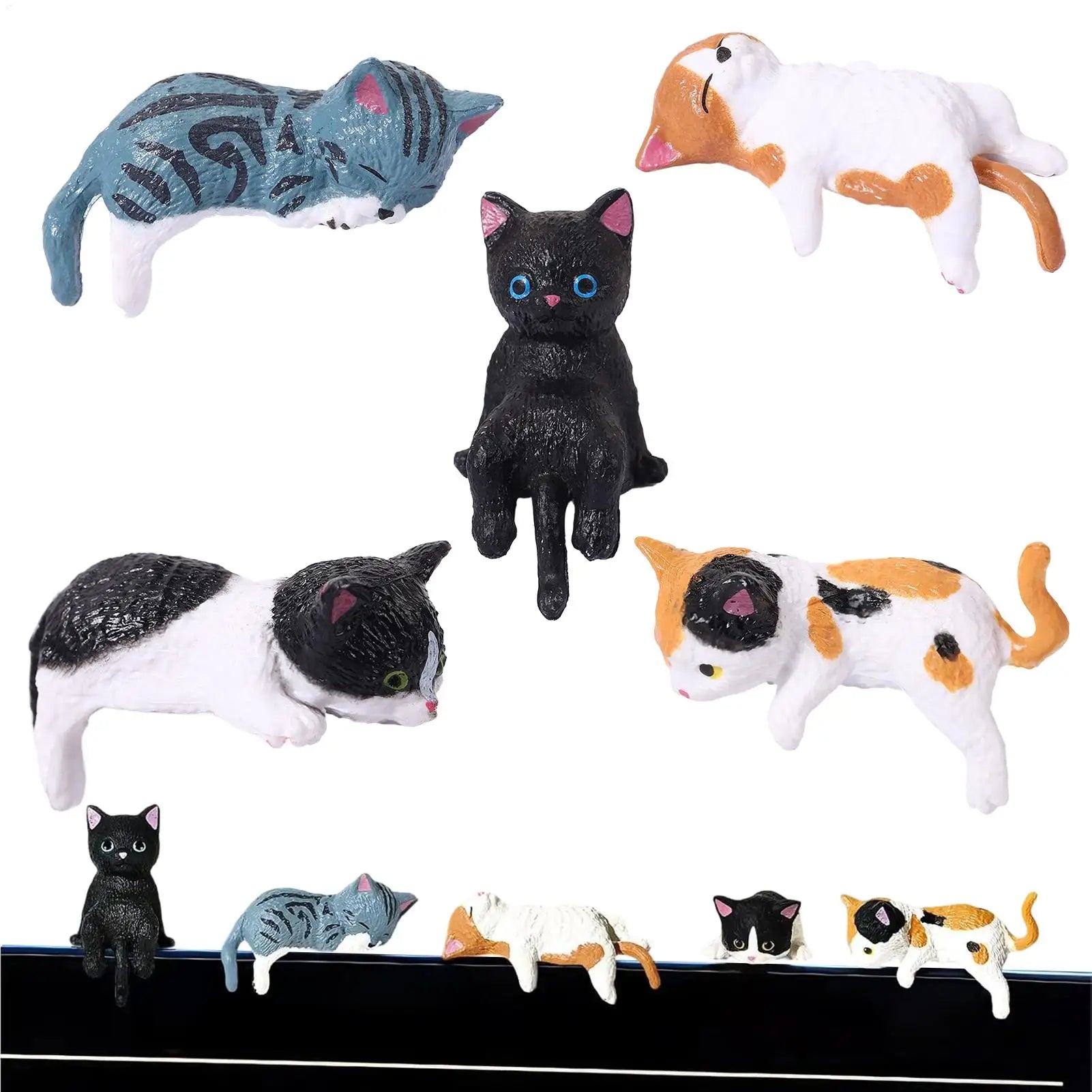 Small Cat Figurines Small Cute Animal Car Ornament 5 Pieces Kitten Figurines Desk Decor for Women Vehicle SUV Dashboard Computer Oasis Select