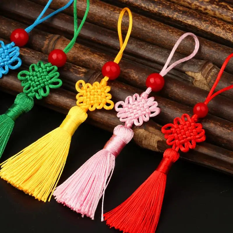 5Pcs Tassels Chinese Knots Silk Tassel Mini Beaded Pendant Fringe For Curtain DIY Crafts Jewelry Making Decoration Oasis Select