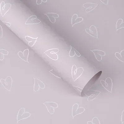 Waterproof Heart Pattern Bouquet Wrapping Paper Decorative Flower Packaging Material Gift Wrapping Paper Floral Craft Supply Oasis Select 20 sheets grey purpl