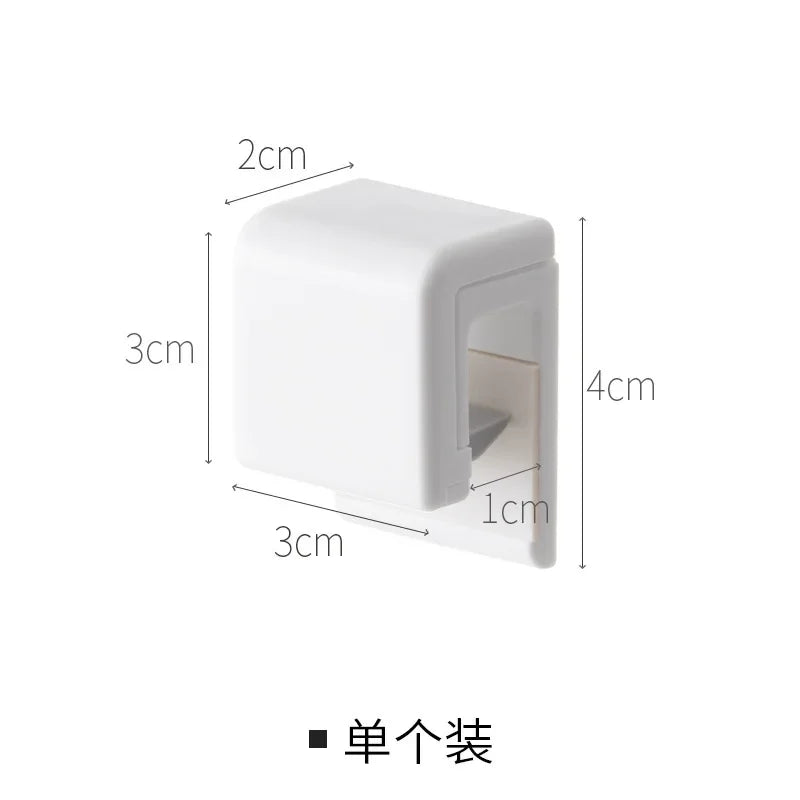 Adhesive Bathroom Organizer No Drill Toothpaste Holder Wall Mounted Storage Clip for Tubes and Facial Cleanser Bottles Oasis Select White