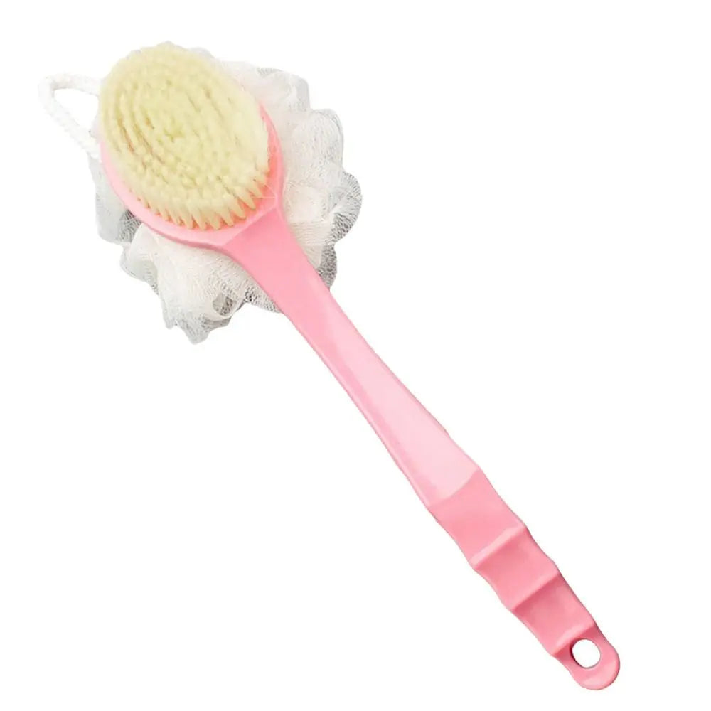 2-in-1 Double-sided Long Handle Shower Brush Body Clean Bath Brush Exfoliating Soft Bristle Shower Cleaning Tools Oasis Select pink