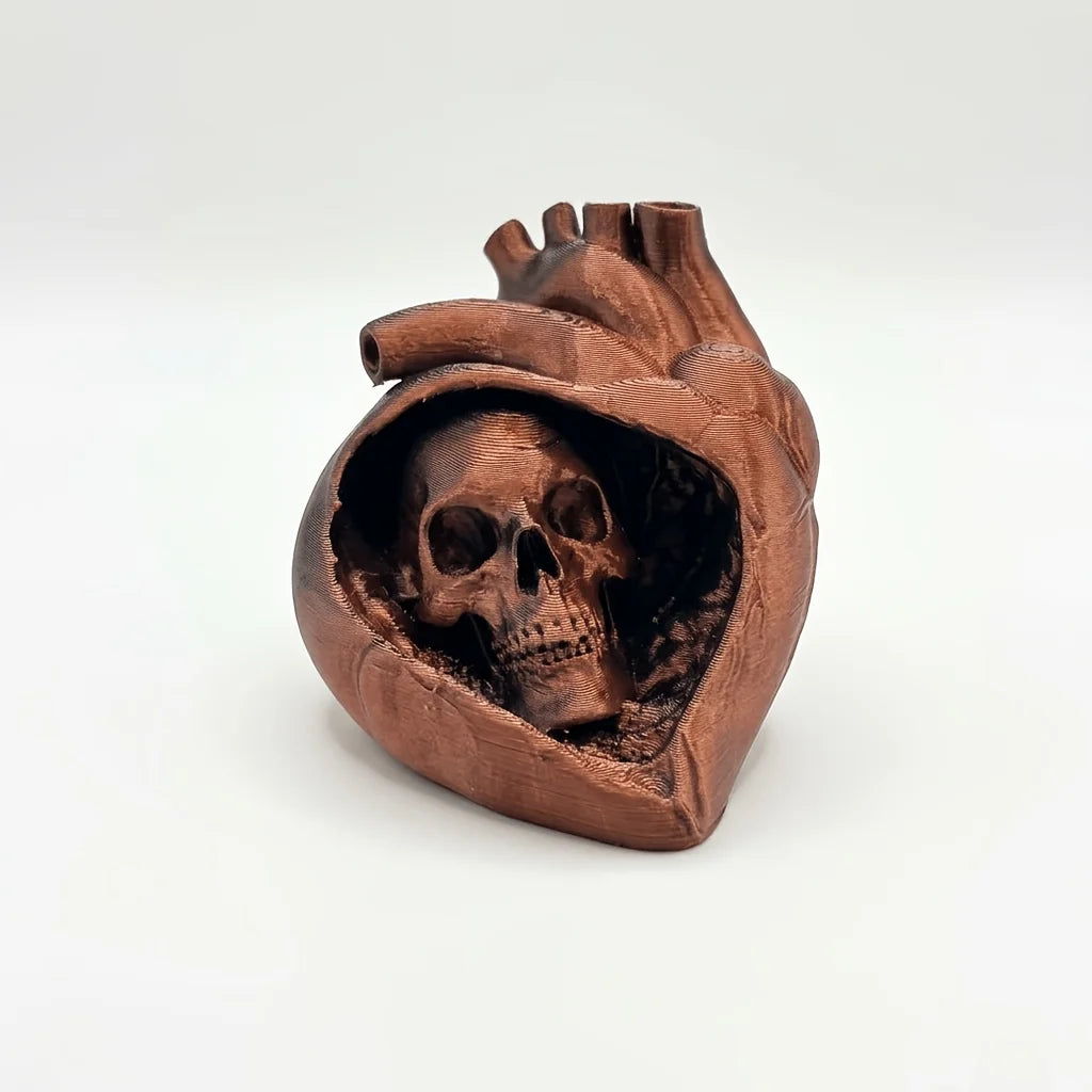 3D Printed Gothic Skull Heart Aquarium Decor Horror Statue Fish Tank Ornaments with Anatomical Design Aquarium Accessories Gifts Oasis Select Brown heart