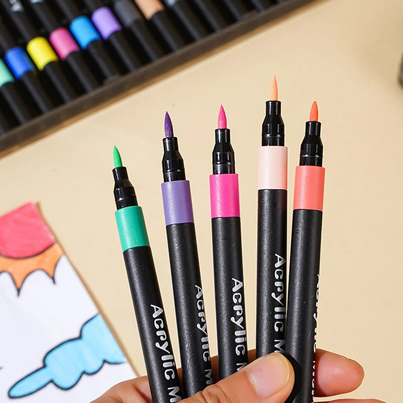 12/24/36/48/60/80PCS Colors Soft Headed Different Color Acrylic Marker Pen, Color Art Graffiti Pen, Waterproof, Opaque Oasis Select