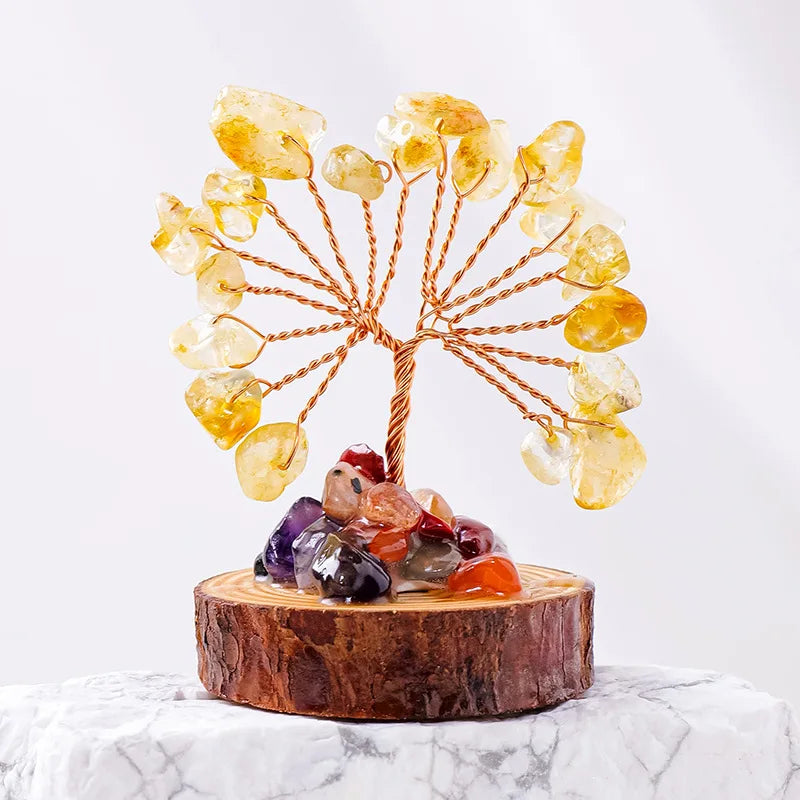 Lucky Mini Tree Natural Crystal Wire Winding Amethyst Citrine Gravel Home Office Feng Shui Decoration Crafts Money Trees Gifts Oasis Select 8