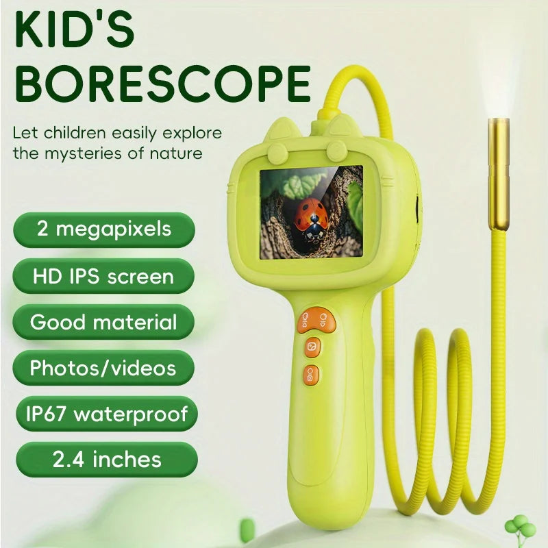 Kid Endoscope Camera 2.4-inch Display 1080p HD Probe with LED Kids Exploration Endoscope Tool for Indoor/Outdoor Children's Gift Oasis Select