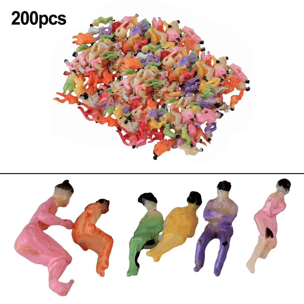 200pcs Seated Painted Model People Figures Railway Sitting Passengers 1:100 Painted Figures HO TT Scale Standing People Assorted Oasis Select