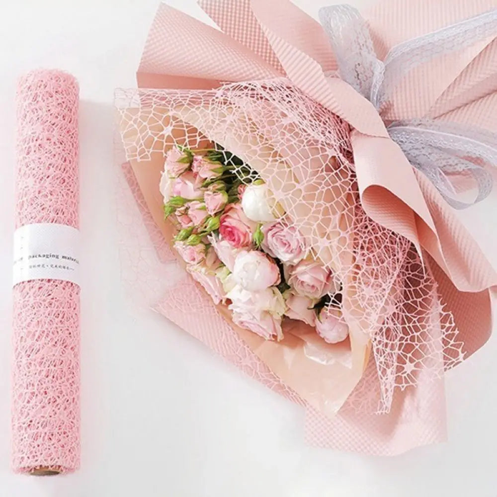 50cm 5yards Flower Wrapping Gauze Bouquet Wrapping Lace Jacquard Net Flower Pattern Mesh Floral Wrapping Paper Valentine's Day Oasis Select
