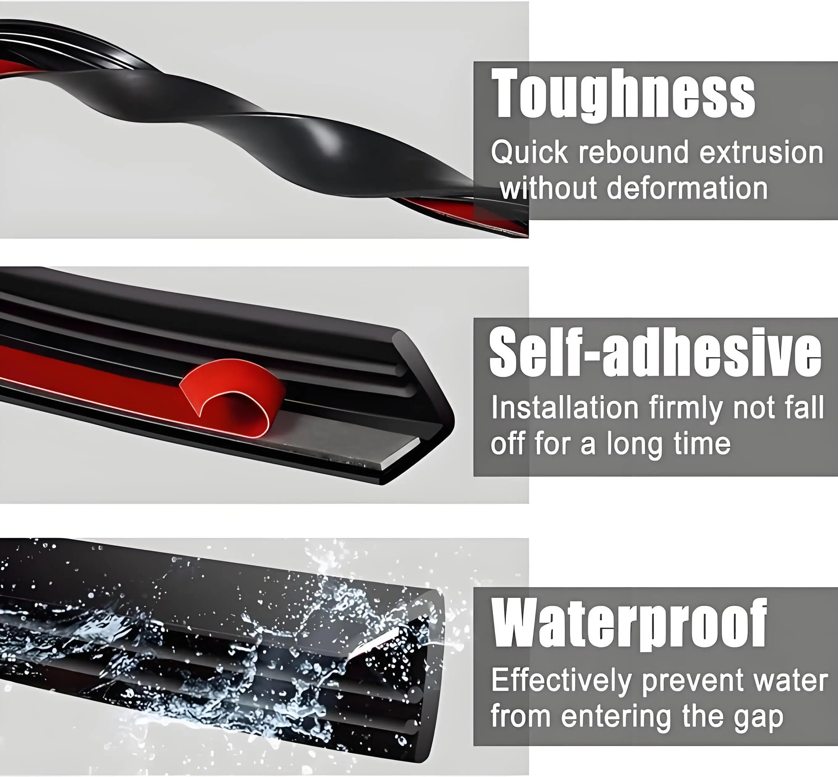 Car Window Seal Strip 4-Pack | Rubber V-Shape Gap Filler 1M