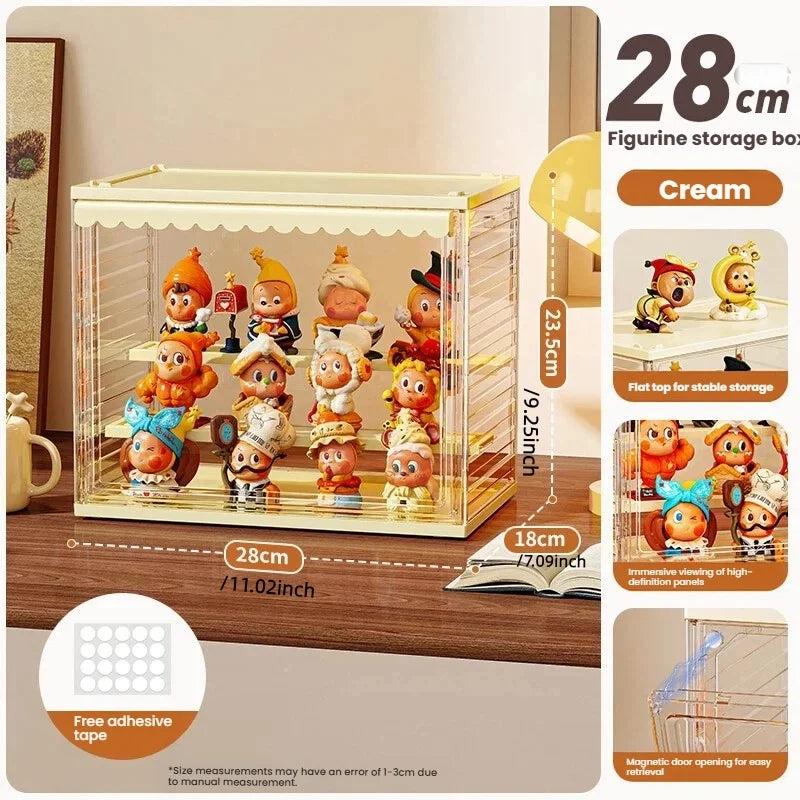 Acrylic storage box, blind box, cute figurine storage box, cute figurine toy storage box, sealed storage rack Oasis Select stairs style-cream