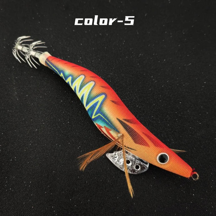 Multi-specification luminous beads wooden shrimp squid hook wooden shrimp set new lightning striped wooden shrimp squid hook exp Oasis Select black Lightning No. 3.5