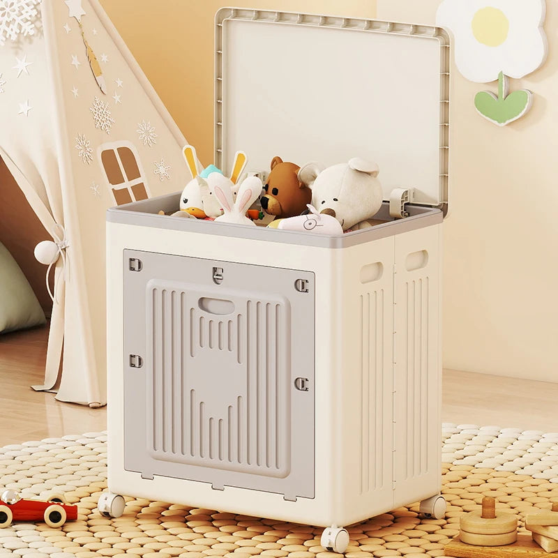 58cm Foldable Storage Bin with Wheels, Large Capacity Organizer, Clothes Quilts Toys, Bedroom Kids Room Collapsible Storage Box Oasis Select