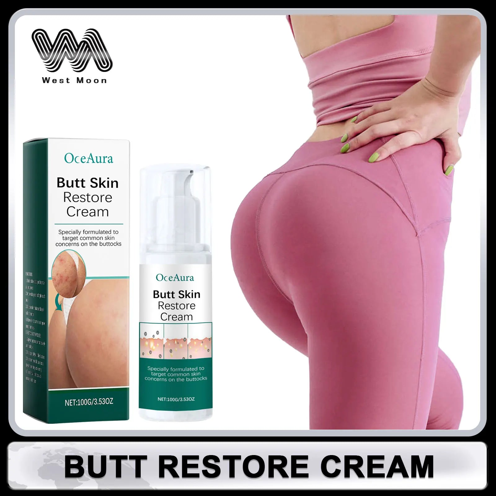 OCEAURA Butt Care Cream Lightens Dark Spots Reduce Melanin Improve Skin Elasticity Even Skin Tone Brightening Firming Hip Care Oasis Select