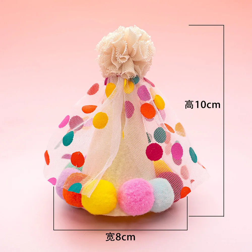 Pet Dog Cat Birthday Dress Bib Party Supplies Saliva Towel Felt Hat Oasis Select hat colorful